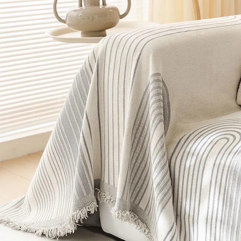 1pcs Joyfinity Double Sided Chenille Sofa Cover Household Color Woven Jacquard Geometric Lines Towel Stretch Couch Protector