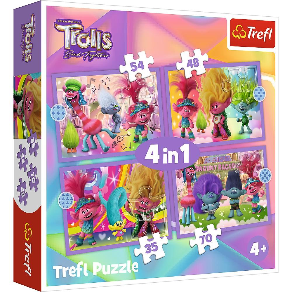 PUZZLE 4W1 PRZYGODY KOLOROWYCH TROLLI 54622