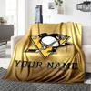 Name Custom Pittsburgh Penguins Logo Print Flannel Blanket High Quality Warm Comfortable Cover for All Seasons Perfect for Gifts Home Decor