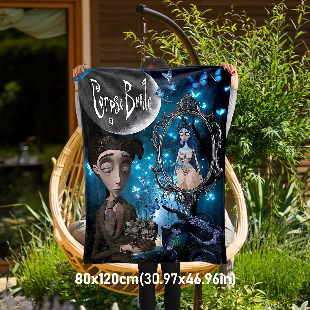 

1pc Corpse BrideOutdoor Flannel Blanket Soft Plush Decor for Picnics, camping,Bedroom, Playroom, or Lunch Breakn1182A 80x120cm(31x47inch)
