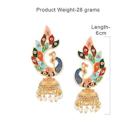 Women's 22K Gold Plated Metal Peacock Design Jhumki Earring