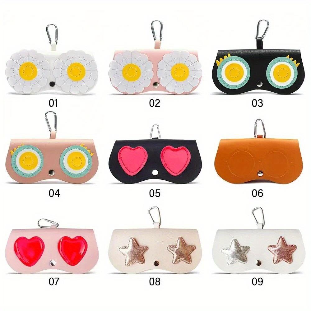 Cartoon Women Portable Sun Eye Glasses Box Leather Eyewear Case Sunglasses Cute Protection Bags