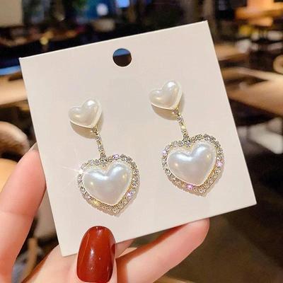 Versão Coreana de Brincos Doce Amor para Meninas Strass Exagerado Pérola Acessórios de Festa Presente para Mulheres Decoração de Cabeça da Moda