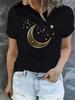 Women'S Casual Round Neck T-Shirt with Moon and Stars Graphic Summer Short Sleeved Harajuku Streetwear Top Tee Aesthetic Clothes