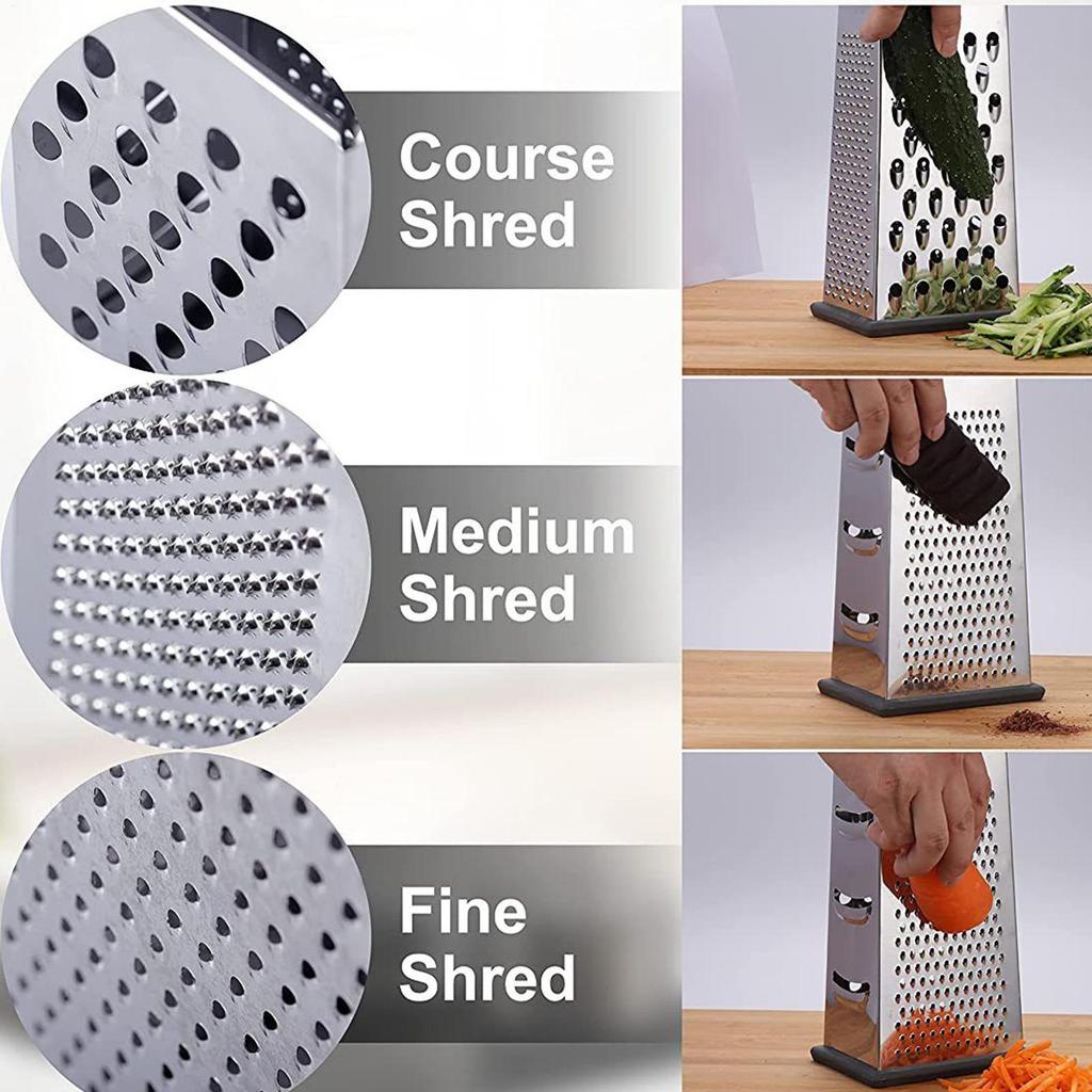 Four-sided Box Grater Stainless Steel 4 Sided Blades Household Box Grater Container Multipurpose Vegetables Cutter Kitchen Tools