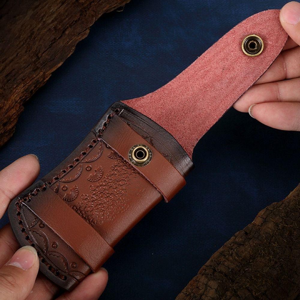 Black&Brown Flashlight Belt Loop Foldable Leather Sheath Waist Knife Scabbard  Outdoor Tool