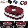 High Flow Chrome 12'x2' Oval Air Cleaner Filter Assembly 5-1/8' Carb Neck W/ Flow-Thru Lid for GMC Chevy Ford Chryler Dodge