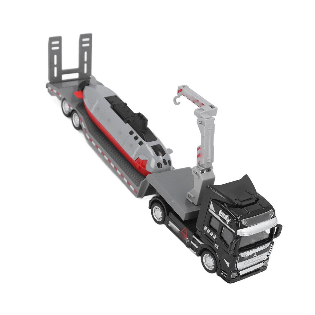 Alloy Semi Flatbed Trailer Truck Toy with Submarine Educational Realistic Construction Vehicle