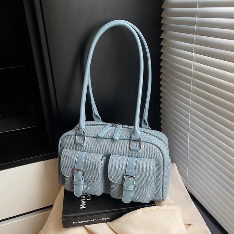 Retro Pillow Bag Merging Bowling Shape Stylish Handheld Shoulder Bag for Work & Commuting Women Underarm Bags