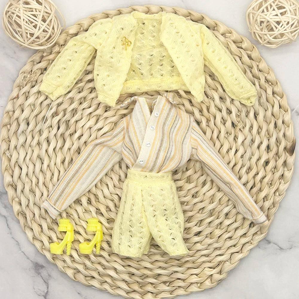 Bambola Supermodella da 32 cm Vestiti Completo Moda Europea Serie Maglione Giallo Set di Accessori Abito da Principessa Giocattoli Fai-da-te Regali per Collezionisti
