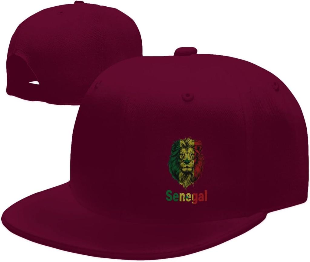 Cappellino da Baseball in Cotone con Stampa Bandiera Leone del Senegal Snapback Hip Hop Regolabile Cappello Casual Unisex