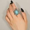 Open mond Topaas damesring legering ingelegd met turkoois blauwe strass schildpadvormige ring op voorraad directe levering