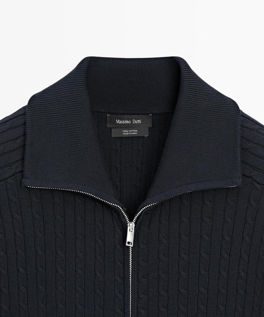 Massimo Dutti Cotton Cable Knit Zip-Up Cardigan