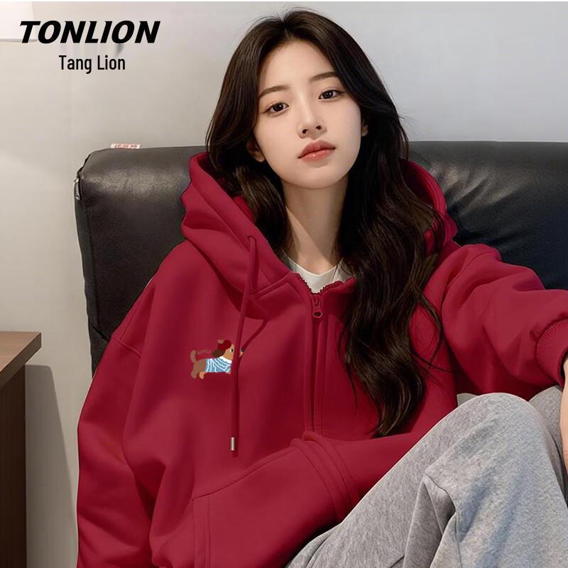TonLion Women s Hooded Cartoon Sweatshirt Cardigan XL
