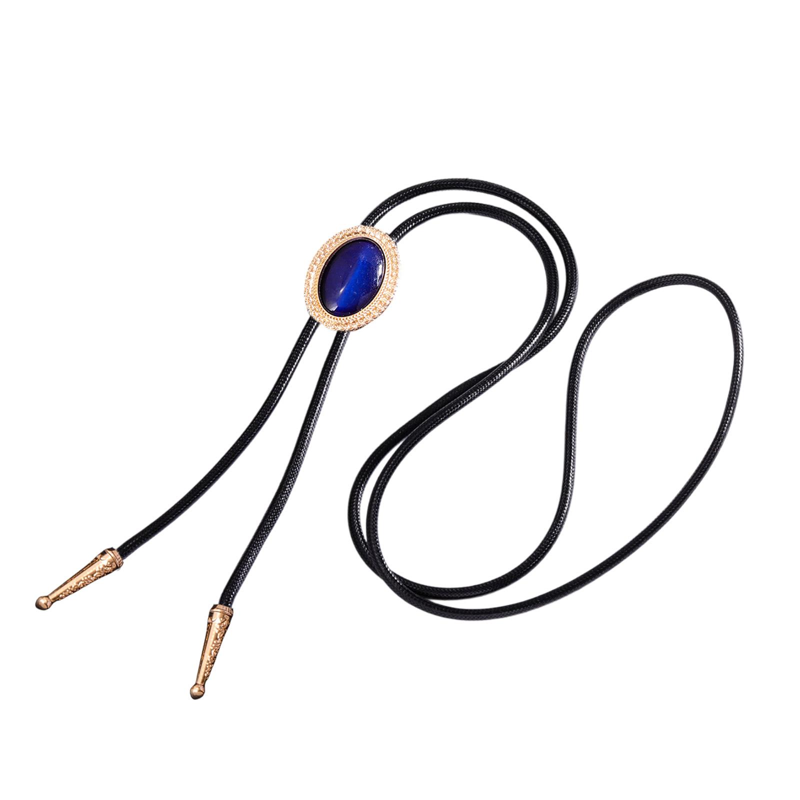 

Западный плетеный веревочный галстук-боло с овальной формой драгоценного камня подвеска ювелирное изделие галстук регулируемое ожерелье-цепочка для мужчин и женщин синий