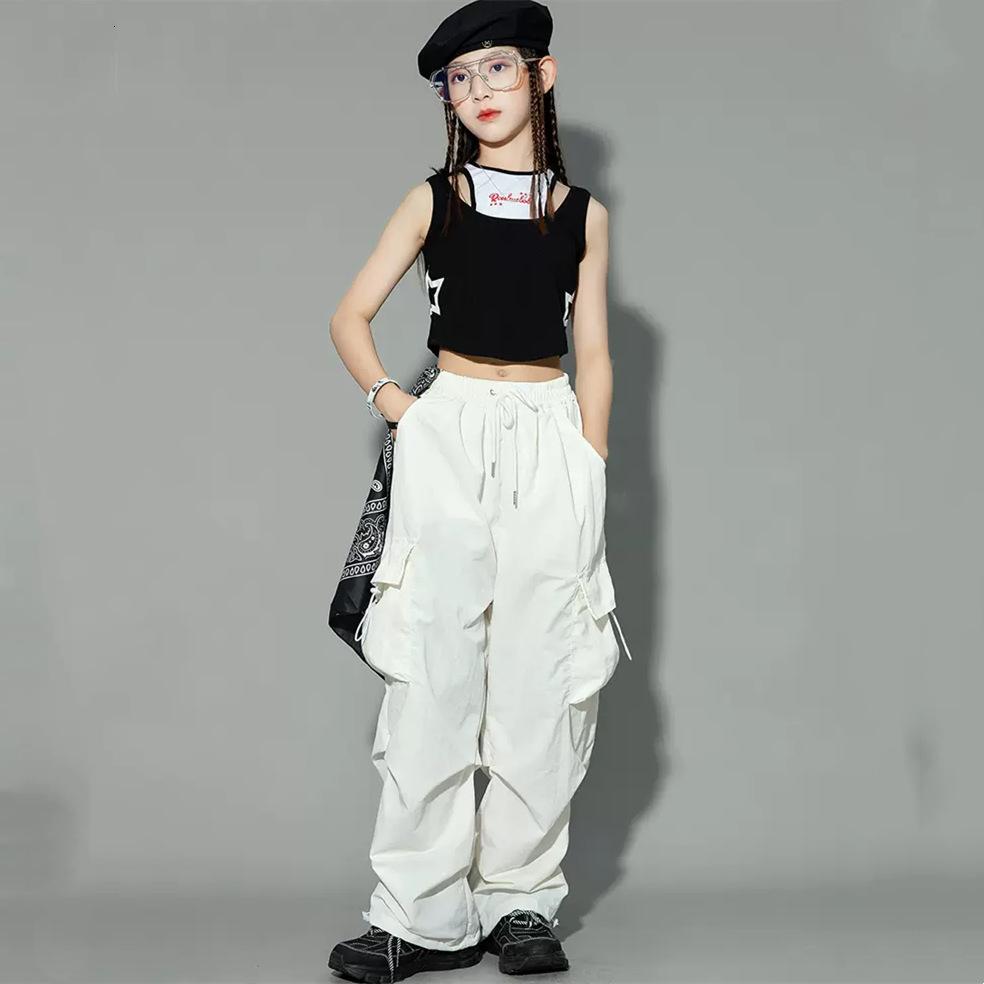 5-14 Jahre Kinder Hip Hop Joggers Hosen Hohe Taille Vintage Casual Streetwear Baggy Pants Mädchen Cargohose Teenager Gerade Hose