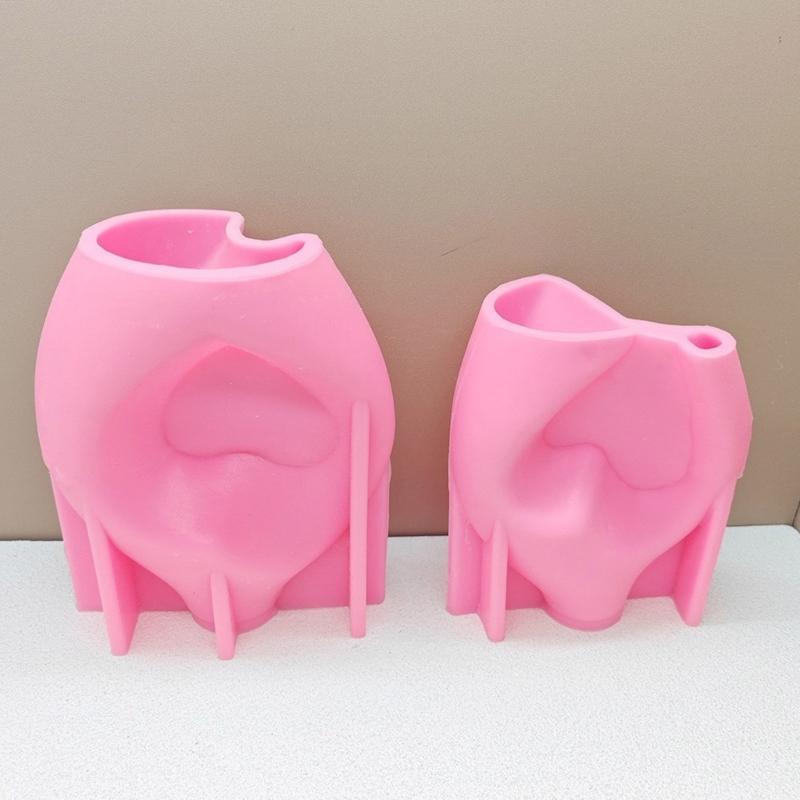 Silicone Vase Molds Flower Bottle Mold Hollow Heart Shape Unique Flowerpot Mold Silicone Texture Suitable for Craft Vase