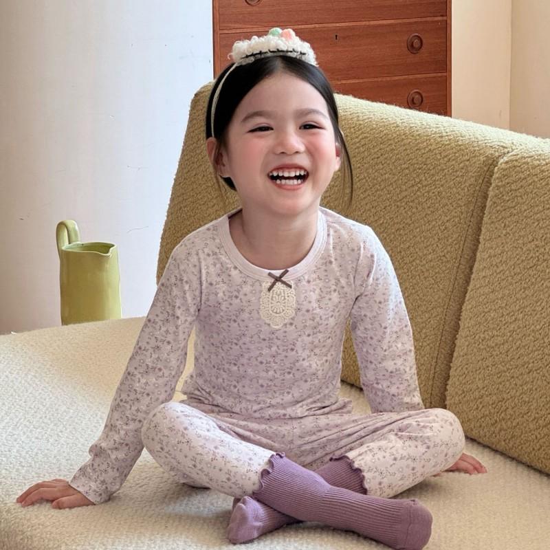 Kids Cotton Lycra Pajamas Set A Skin-friendly Long Sleeve Winter Homewear Boys Girls