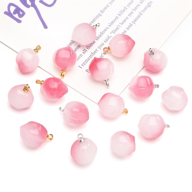 5 ks/balení skleněný přívěsek broskev DIY náramek náhrdelník náušnice šperky doplňky