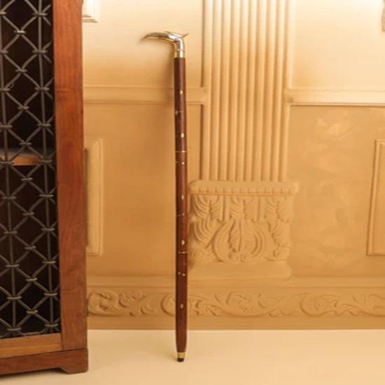 93.98 Cm Set of 2 Brass Wooden Walking Stick Gift for Father, Mother