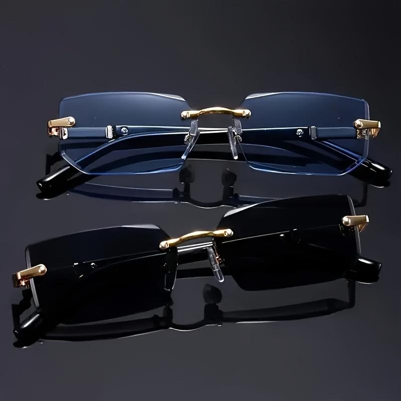 2 Pieces of Fashionable Glasses Set Retro Frameless Couple Metal Accessories Street Style and Daily Commuting Trend