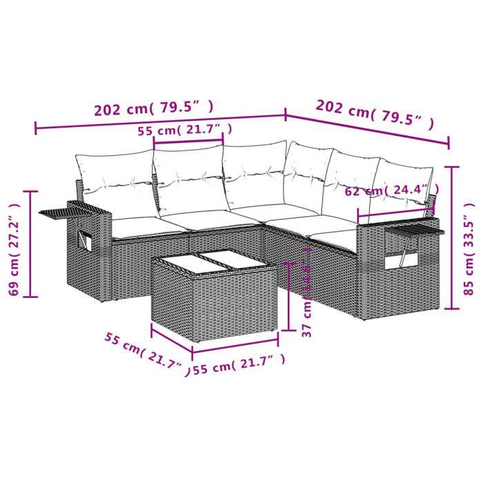 VidaXL Garden Lounge Set with Cushions 6 Pcs, Patio Sofas, Patio Furniture Set, Outdoor Furniture, Beige 3252496