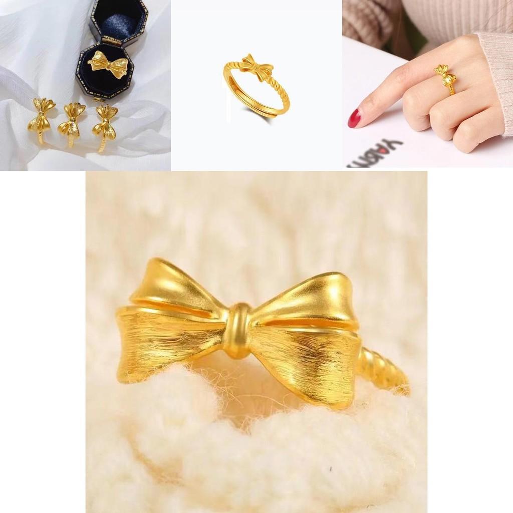 Elegant Adjustable Butterfly Bow Ring Made Of Brass With Gold Plating For Womens Stylish Accessory