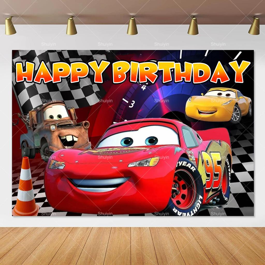 Disney Pixar Cars Lightning Mcqueen photo background for birthday party, studio photo background for kids, babies and baby welcome parties, AS41