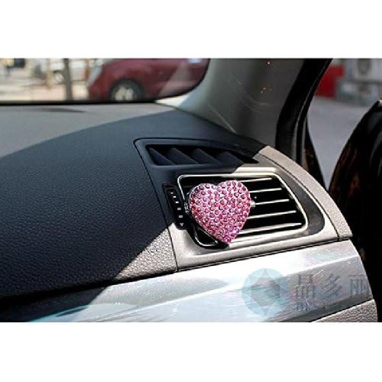 Crystal Bling Sparking Car Fragrance Heart Car Diffusser Air Freshener with Vent Clip(Pink)