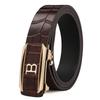 New Belt for Men's High End Crocodile Pattern Cowhide Automatic Buckle Belt Casual Simple Middle Aged and Young Genuine Leather Jeans Belt
