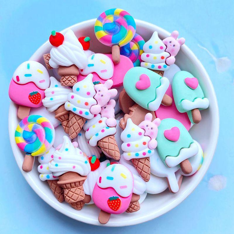 20Pcs New Cute Resin Mini Cartoon Ice Cream Series Flat Back Scrapbooking DIY Jewelry Craft Decoration Accessories