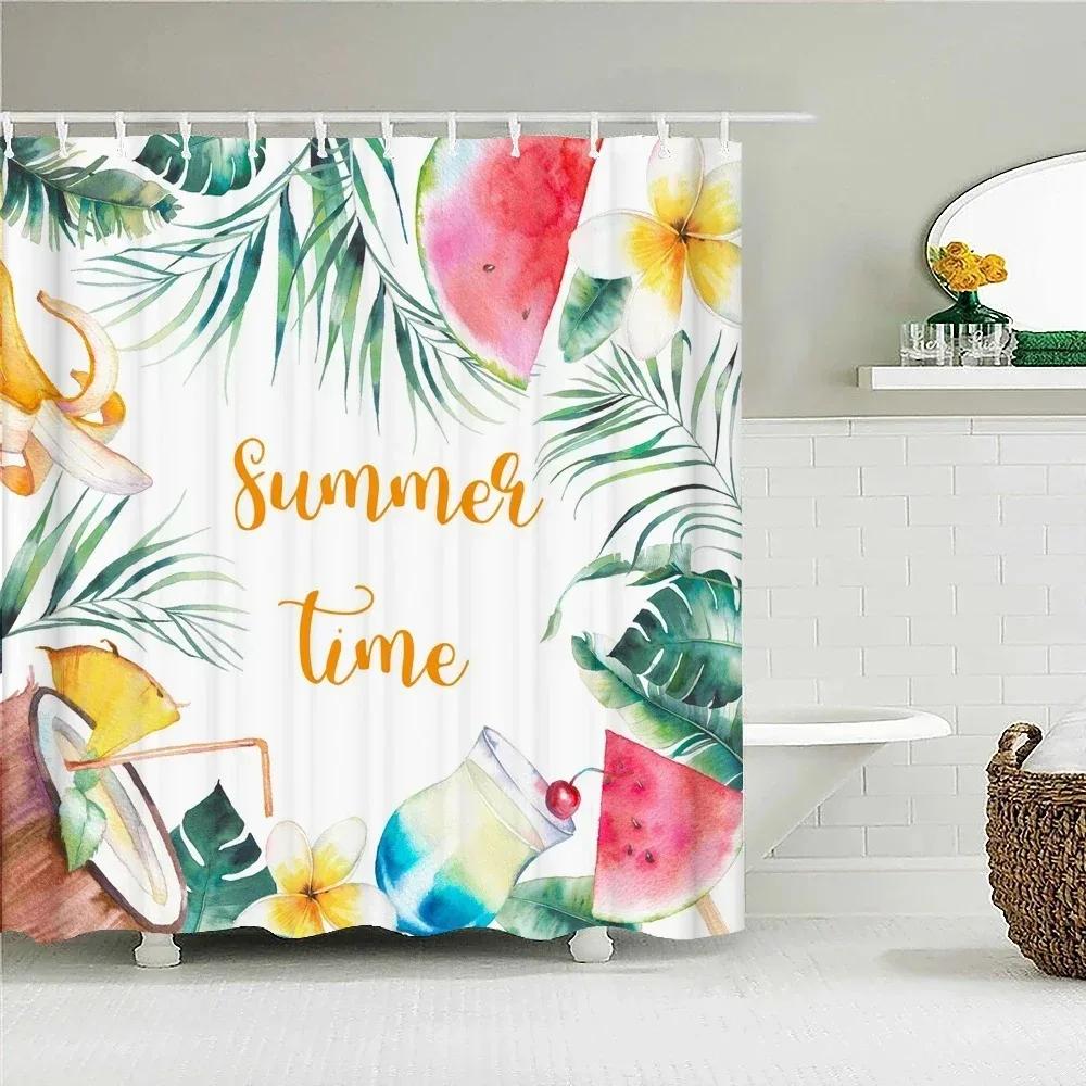 Tropical Fresh Fruit Shower Curtain Bathroom Waterproof Polyester Lemon Pineapple 3D Printing Curtains For Bathroom Shower