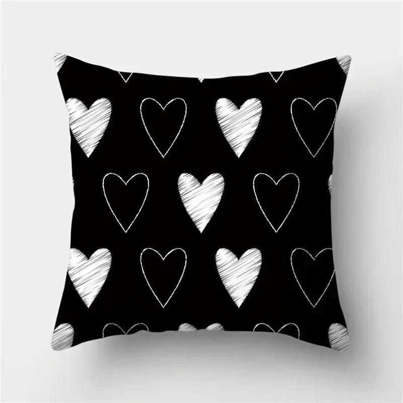 Black Geometric Pattern Cushion Cover Pillowcase Square Pillowcase Home Office Decorative Pillowcase
