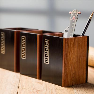 Engraved Rosewood Pen Holder - Office Gift and Desk Organizer