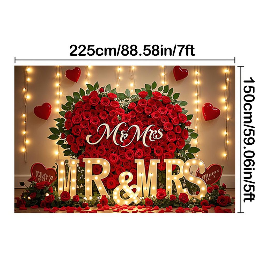 Romantic Red Rose Heart Backdrop,Floral Wall Decor Photography Background for Photo Booths,Parties,Wedding Decorations