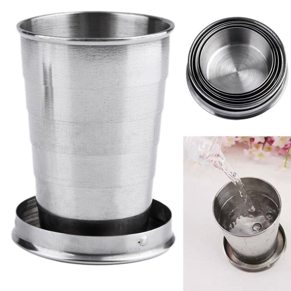 Food Grade Stainless Steel Telescopic Cup Travel Lightweight Outdoor Use Folding Cup Lightweight Extendable Water Cup Metal Wine Glass