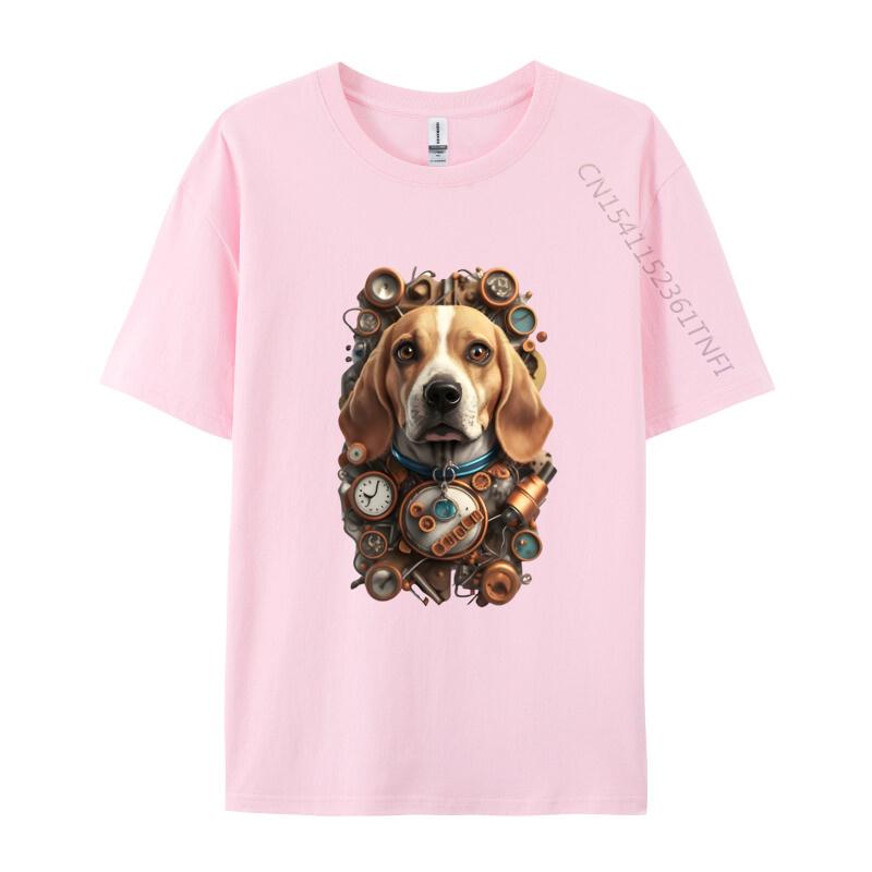 Funny Beagle Dog TShirt Mechanical Engineer Dog Cosie Printed Tops Tees Retro Cotton Men Top Tshirts