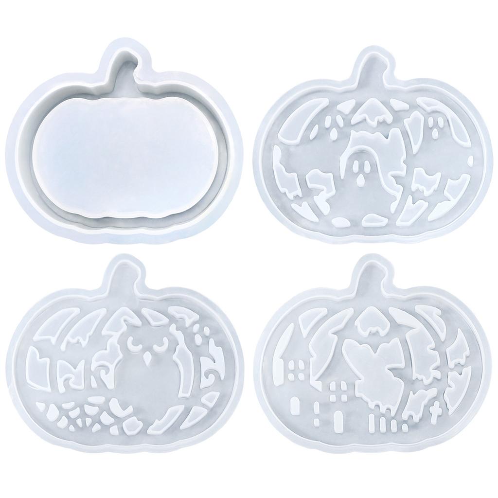 4 Stück Halloween-Kürbis-Silikonformen Teelichthalter Gießformen Gipsformen für DIY-Bastelarbeiten