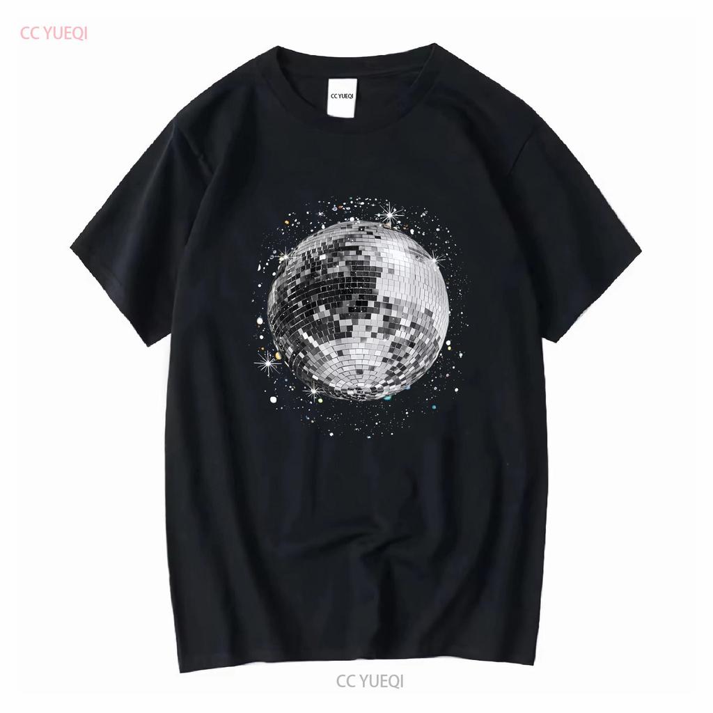 Black and White Disco Ball Club Retro T Shirt  vintage Washed homme Soft streetwear designer clothes Versatile Breathable
