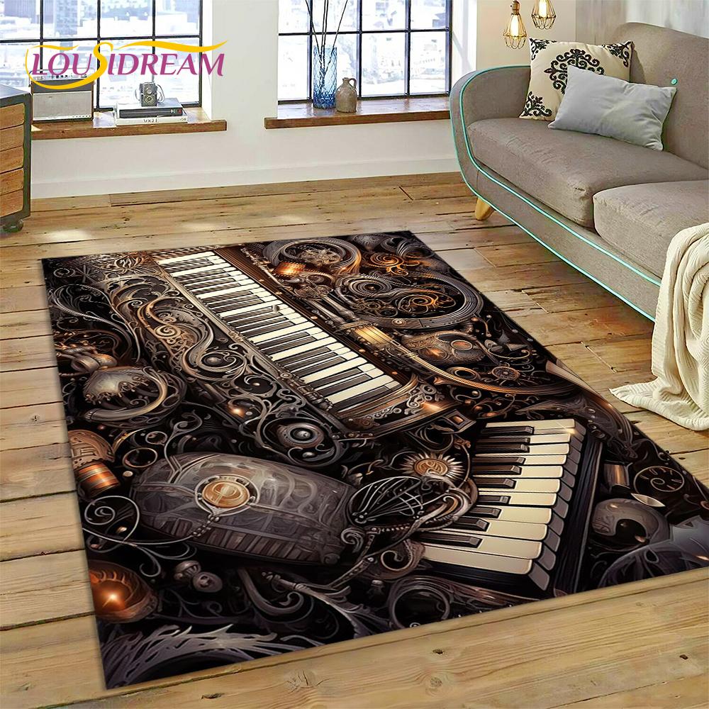 Dywan 3D z kreskówkowym instrumentem muzycznym w kształcie klawiszy pianina do domu, salonu, sypialni, pod sofę, wycieraczka, dekoracja, dywanik dla dzieci, mata podłogowa antypoślizgowa