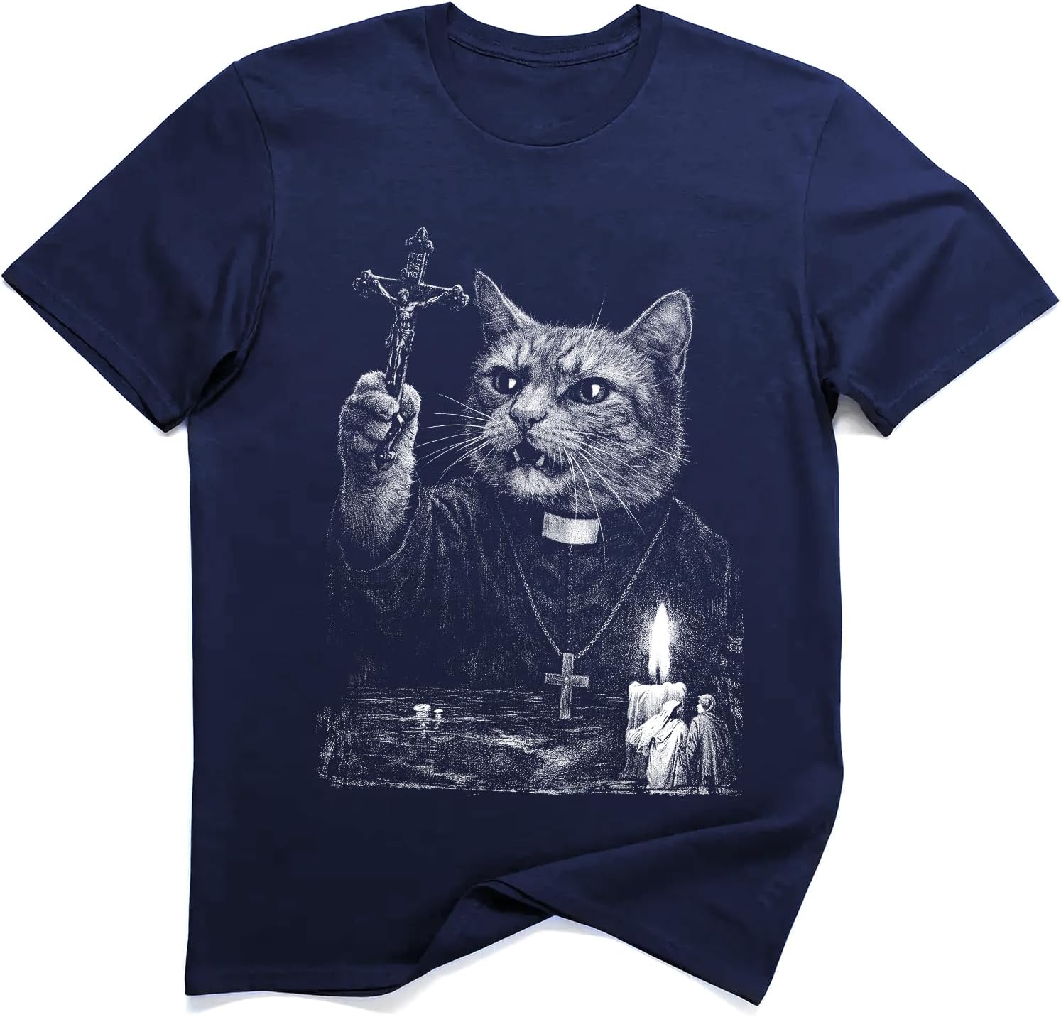 

Cat Exorcist Shirt - Funny Horror Gothic Spooky Priest Kitty Meme Tee S разноцветный