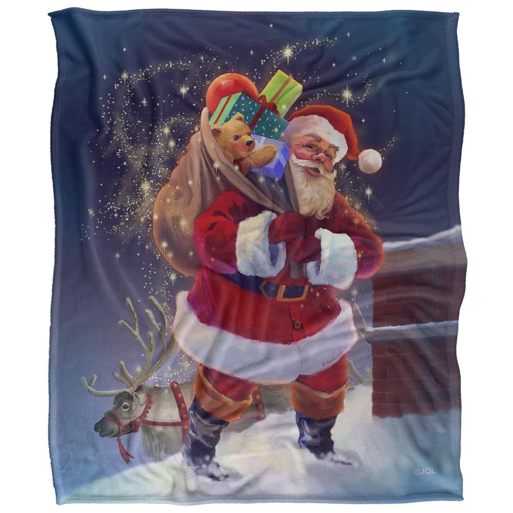JQ Licensing Chimney Magic Silky Santa Christmas Supersoft Blanket