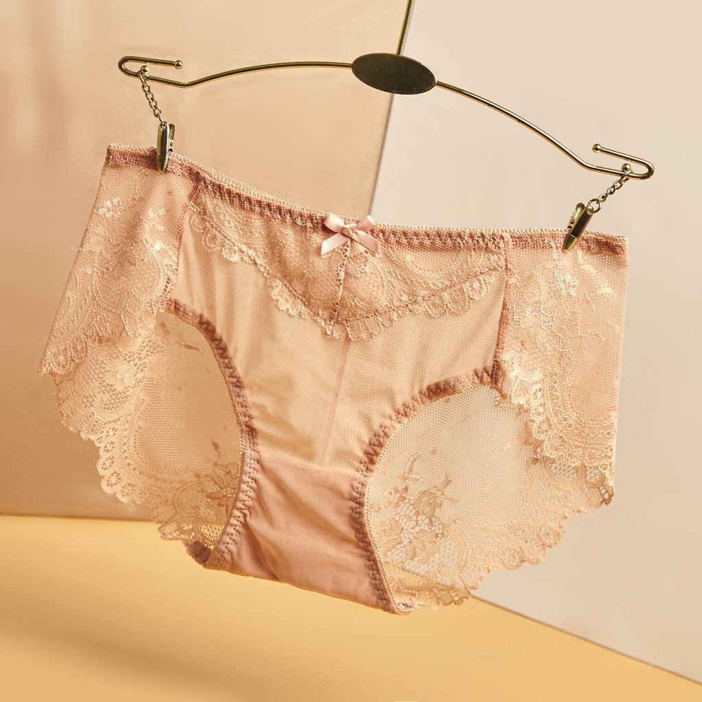 Plus Size Lace Panties High Waist Women Pants Sexy Hollow Lingerie Female Mesh Breathable Briefs