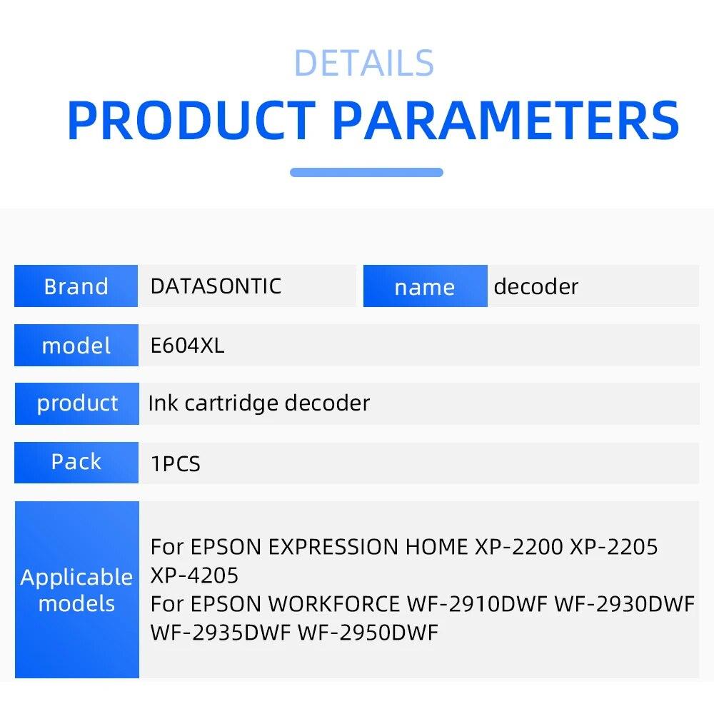 Chip-reset E604XL T604 Tinte patrone decoder Für EPSON XP-2200 XP-2205 XP-4205 WF-2910DWF WF-2930DWF WF-2935DWF 2950DWF drucker
