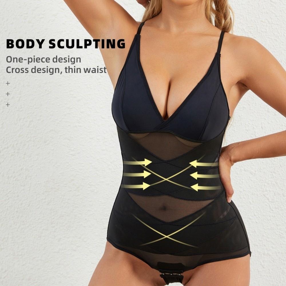 Tummy Control Slimming Shapewear Belly Contracting Mesh Transparent Bodysuit  Postpartum