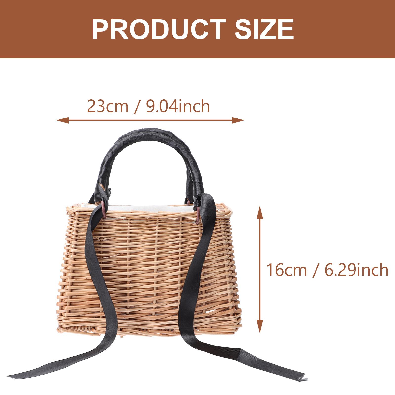 

1Pcs Rattan Woven Flower Basket Small Portable Storage Basket Decorative Handwoven Bag Wedding Proposal Banquet