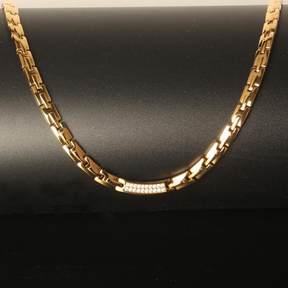 Brand Popular Magnetic Necklace for Men and Women Popular Strong Stylish Gold 18K Mattite Germanium Necklace Stainless Steel Hypoallergenic Metal
