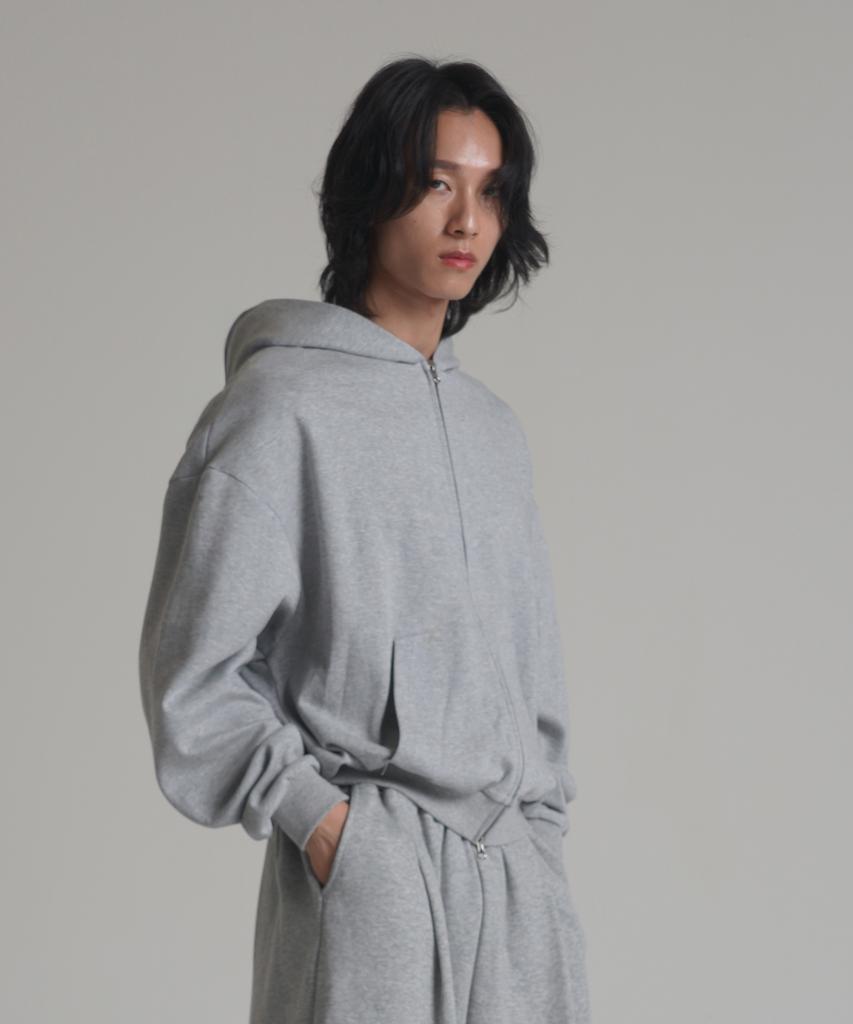 Noming [2Pack] Loose Fit Crop Easy 2-Way Zip-Up Hoodie (3 Colors)