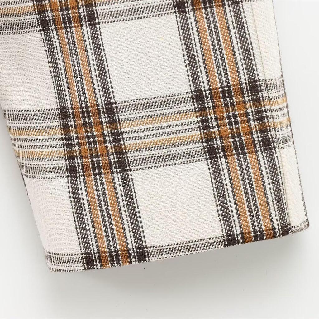 Spring 2025 Women's Versatile Plaid Lapel Short Jacket