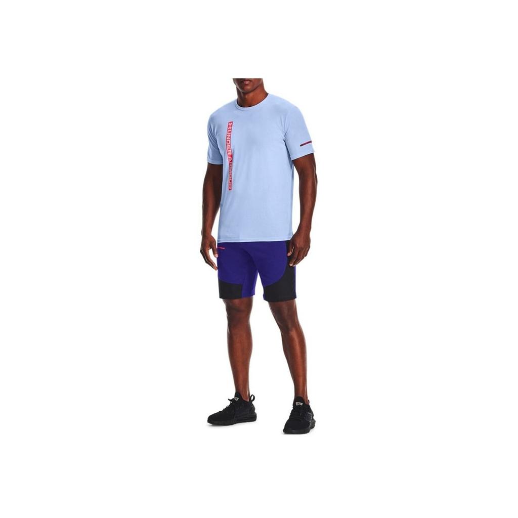 Under Armour Wordmark Logo Training Loose Comfortable Crew Neck T-Shirt Men T-Shirts Blue 1361666-438